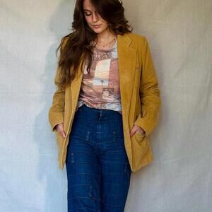 70s Vintage Tan Corduroy Blazer